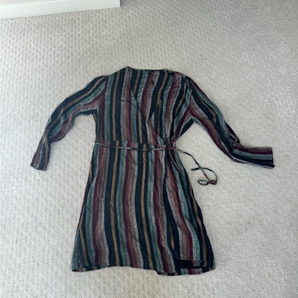 Rails Lola Metallic Wrap Dress in Varadero Stripe Long Sleeve - Size Large - Picture 5 of 10